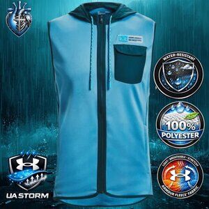 Under Armour UA AF Storm Hooded Vest XL Blue Breathable Water-Resistant NWT